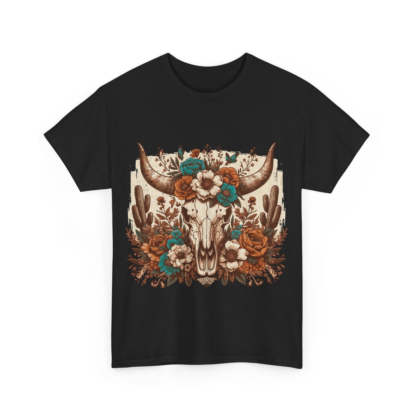 Cow Skull Shirt, Cowgirl Shirt, Skull Shirt, Western Clothing, Cowboy, Boho Cow Skull, Bull Shull Shirt, Longhorn Shirt