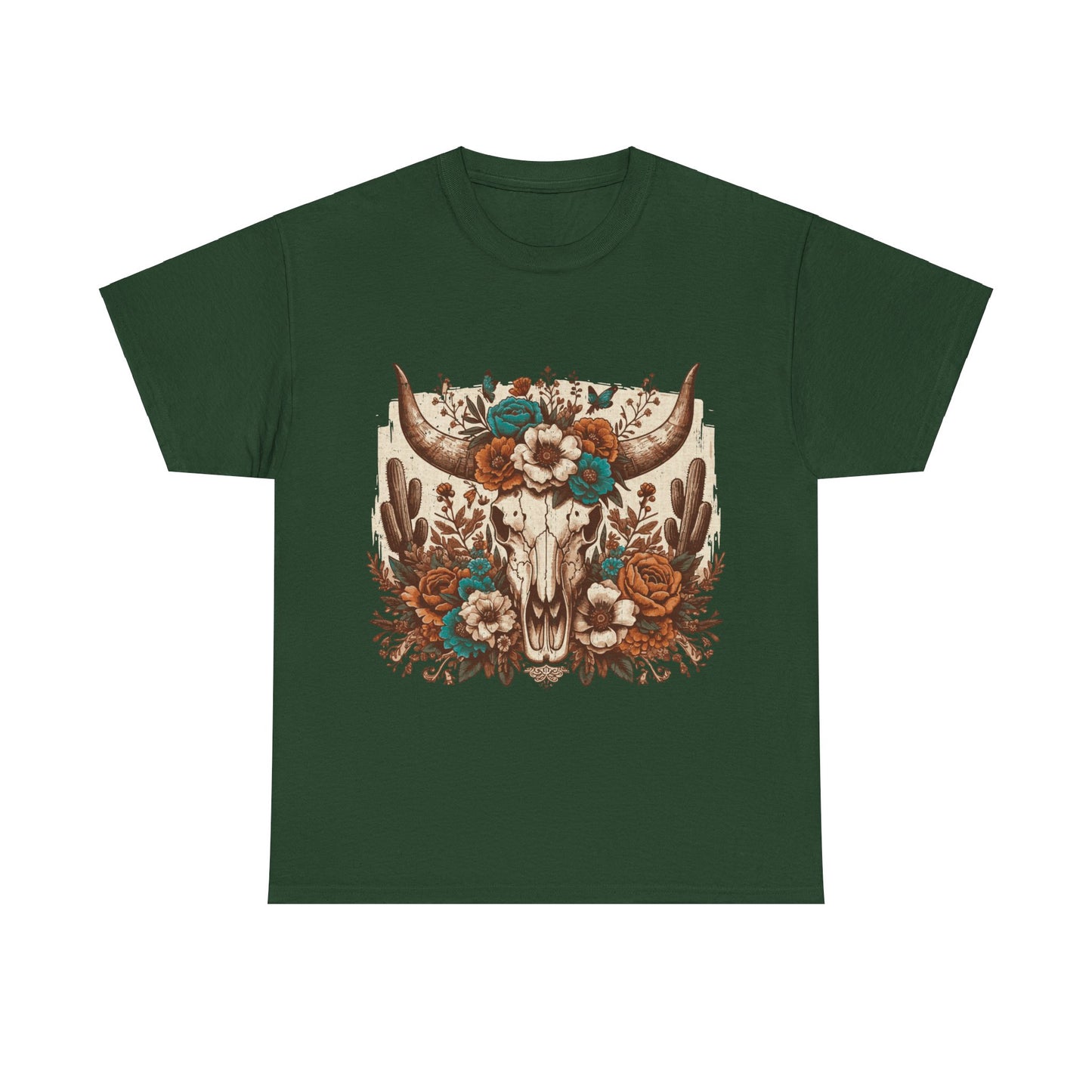 Cow Skull Shirt, Cowgirl Shirt, Skull Shirt, Western Clothing, Cowboy, Boho Cow Skull, Bull Shull Shirt, Longhorn Shirt