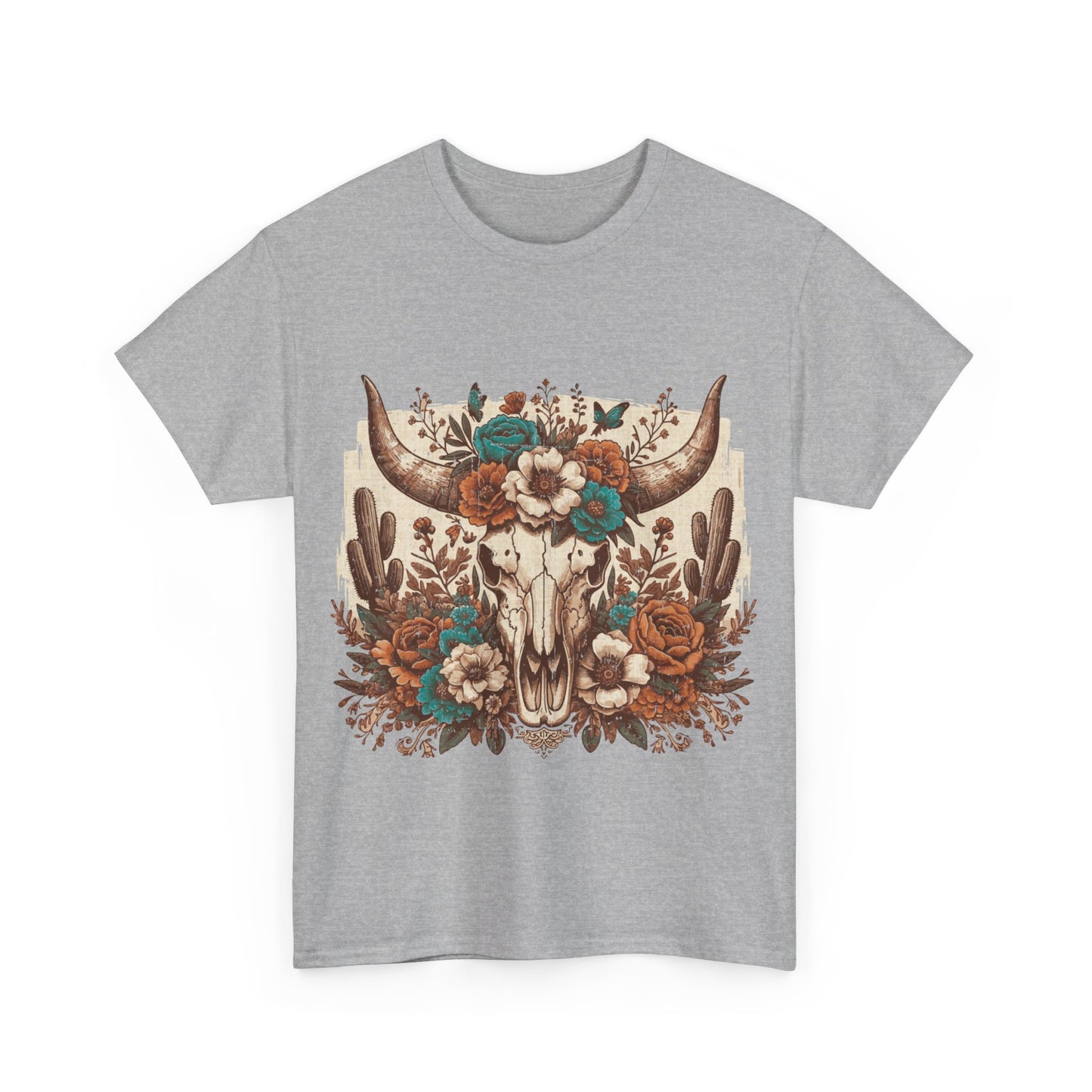 Cow Skull Shirt, Cowgirl Shirt, Skull Shirt, Western Clothing, Cowboy, Boho Cow Skull, Bull Shull Shirt, Longhorn Shirt