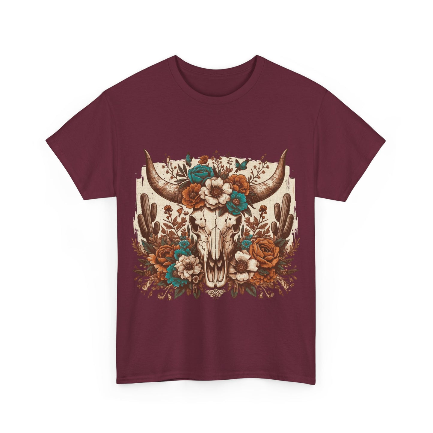Cow Skull Shirt, Cowgirl Shirt, Skull Shirt, Western Clothing, Cowboy, Boho Cow Skull, Bull Shull Shirt, Longhorn Shirt